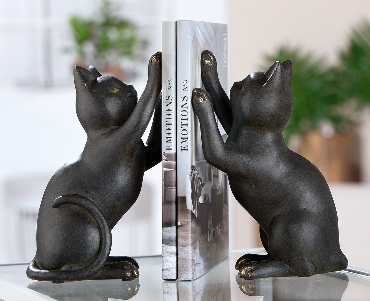 Bookends Cat Gatto black – Stylish decoration for book lovers