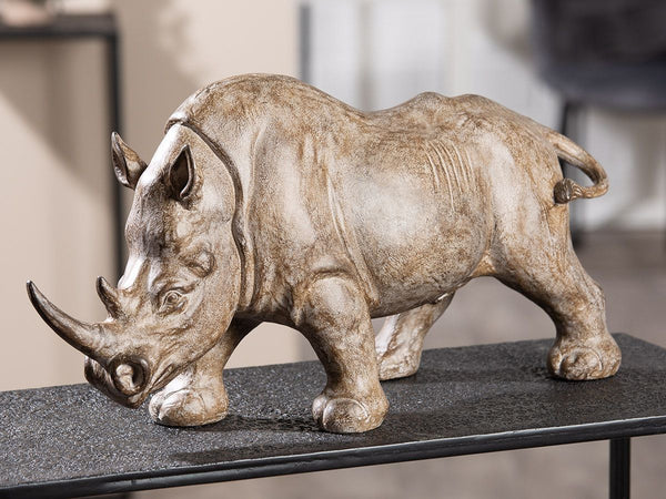 Exquisite Nashornfigur in Braun Grau - Kunstharz