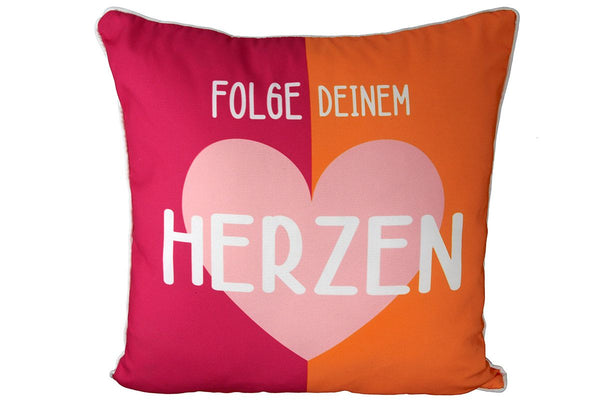 Pop Heart outdoor cushions in a set of 3 - a splash of color for your outdoor area with an inspiring saying