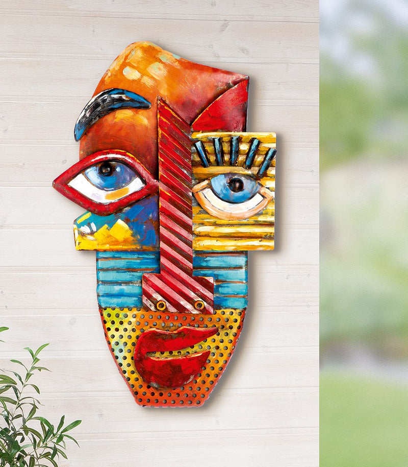 Abstraktes Wandobjekt 'Vite Naso' - Buntes Gesichtsdesign, Dekorative Wandkunst, 41x70 cm