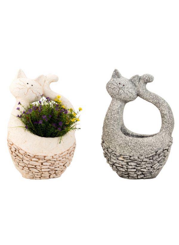 Decorative cat plant pot set made of magnesia, 47cm height