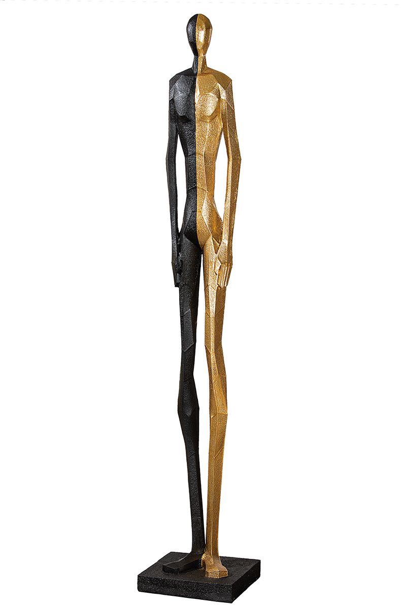 Halfway - Abstrakte Skulptur in zwei Größen mit Schwarz Gold Farbschema