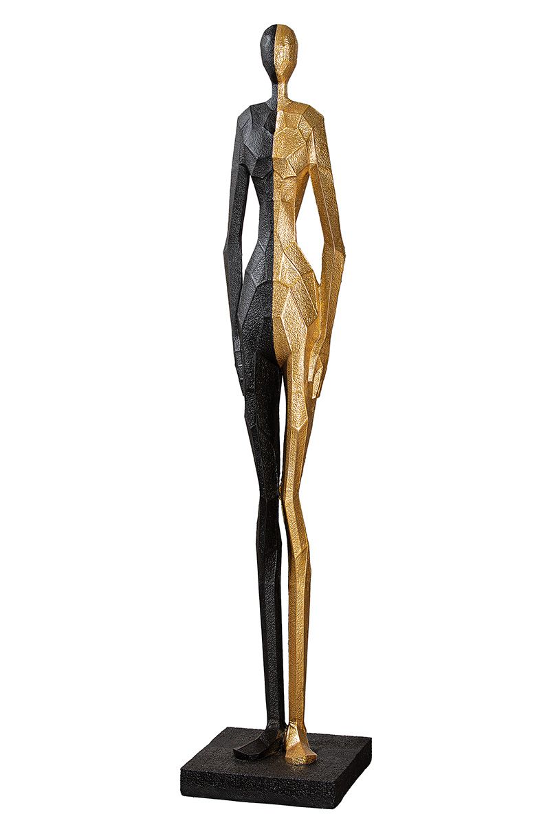 Halfway - Abstrakte Skulptur in zwei Größen mit Schwarz Gold Farbschema