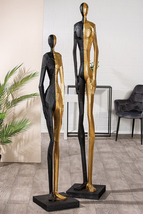 Halfway - Abstrakte Skulptur in zwei Größen mit Schwarz Gold Farbschema