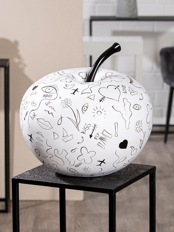 Moderner Kunstarz Apfel "Modern Art" mit Einliniendesign, Handbemalt, 37 cm Höhe