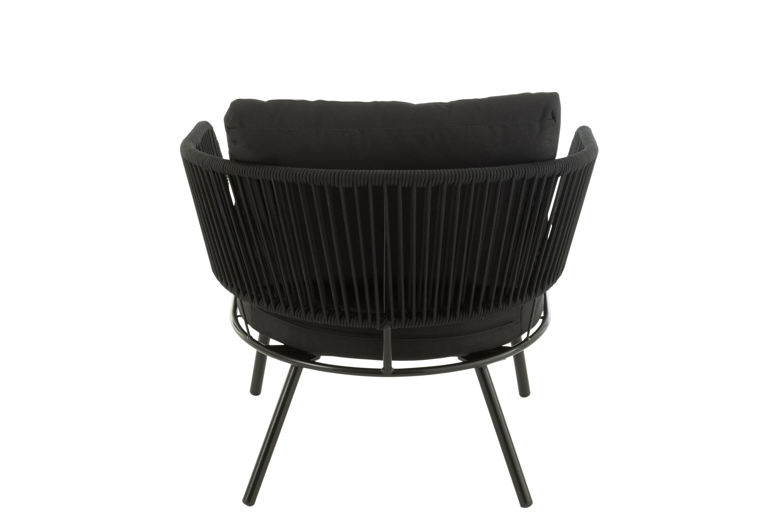 Garden lounge set Poa Black 3 pieces iron rattan outdoor