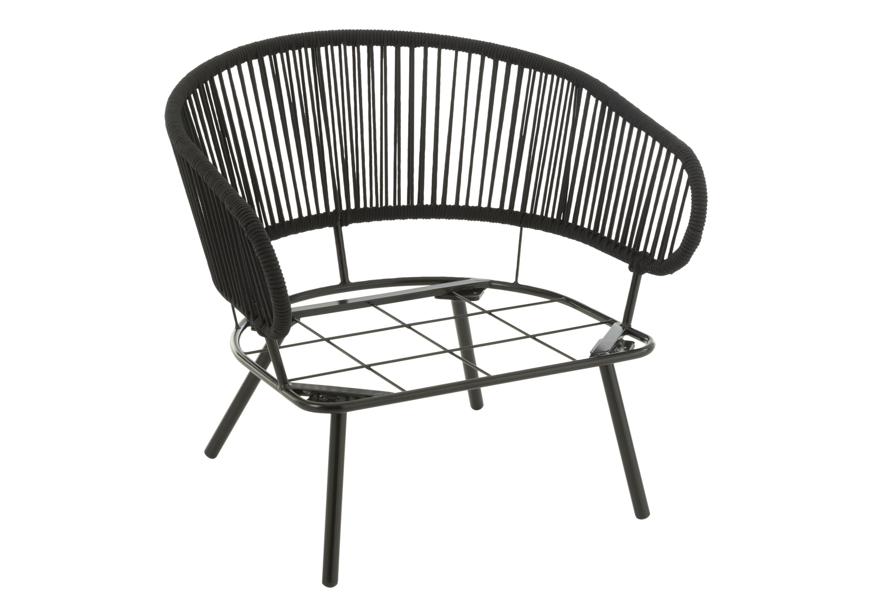 Garden lounge set Poa Black 3 pieces iron rattan outdoor