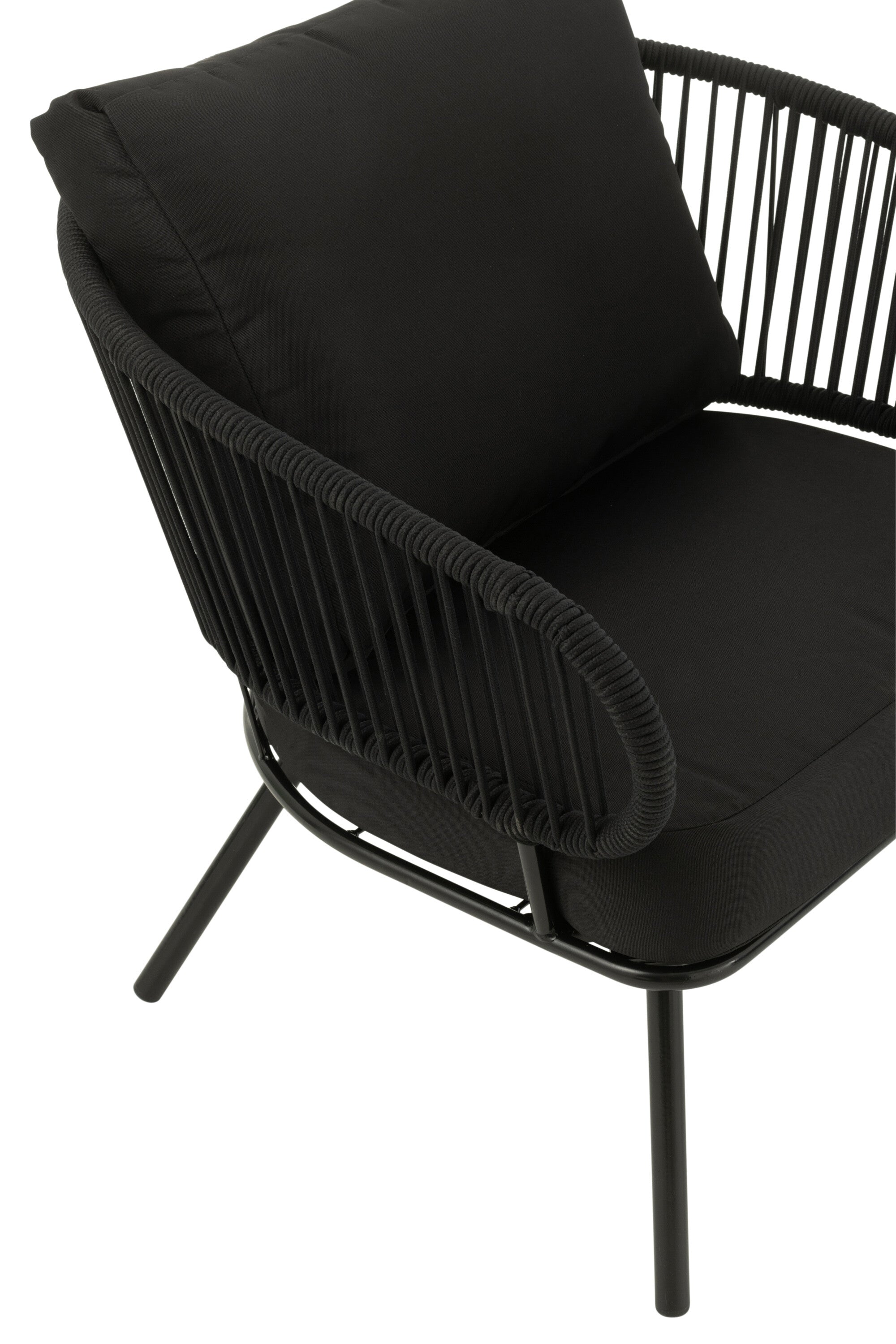 Garden lounge set Poa Black 3 pieces iron rattan outdoor