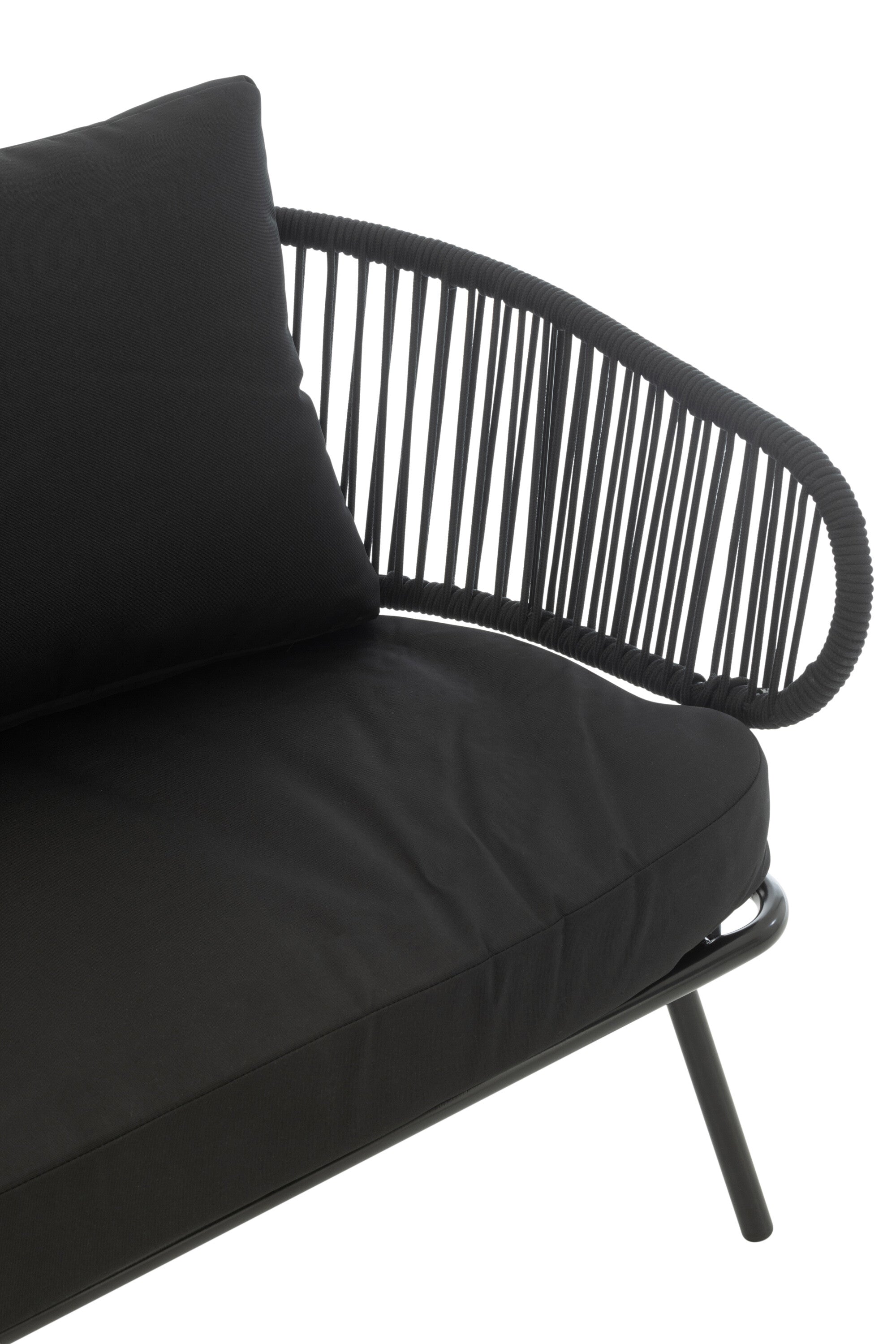 Garden lounge set Poa Black 3 pieces iron rattan outdoor