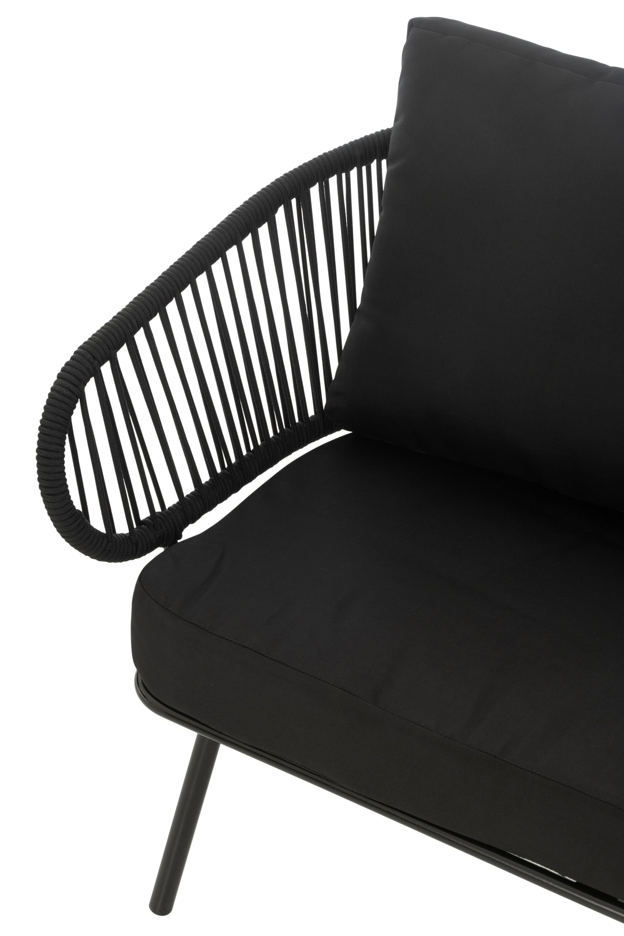 Garden lounge set Poa Black 3 pieces iron rattan outdoor