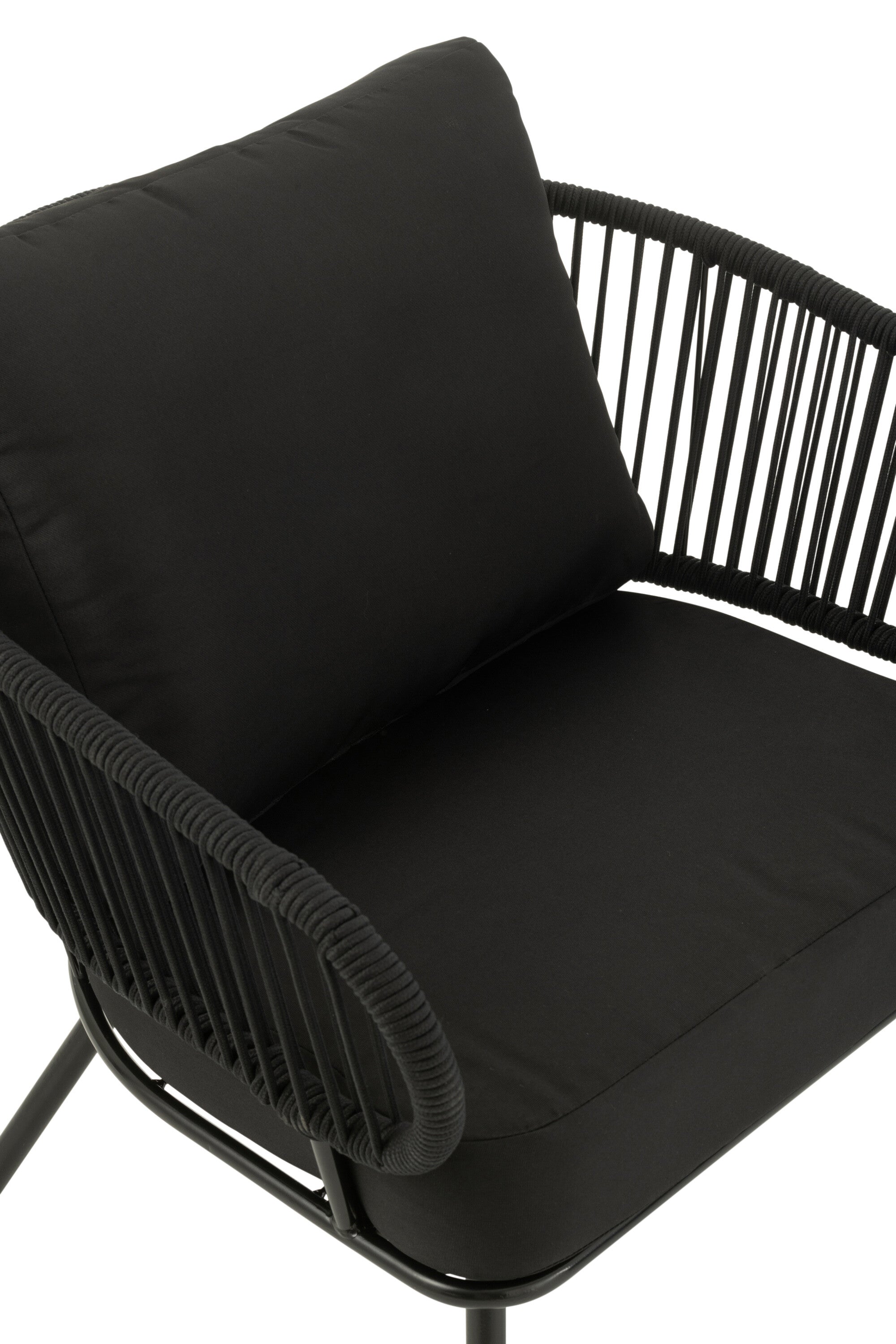 Garden lounge set Poa Black 3 pieces iron rattan outdoor