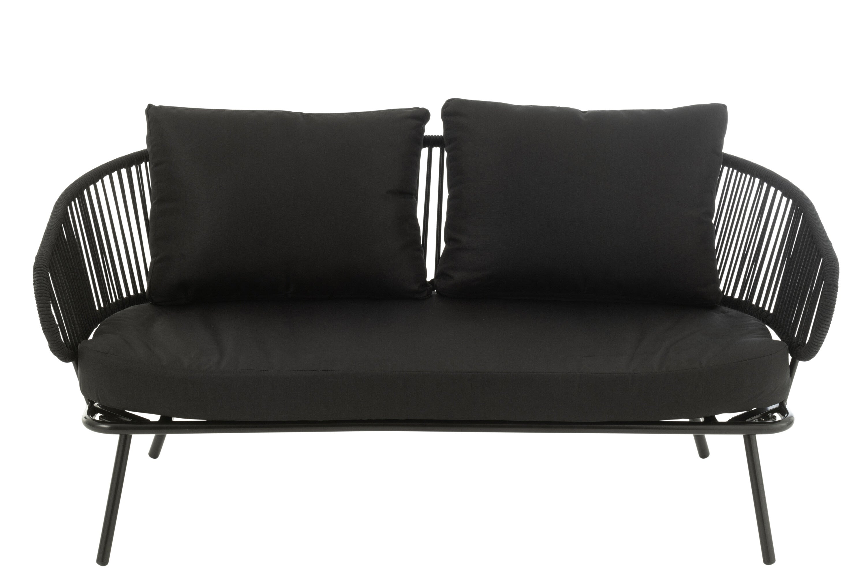 Garden lounge set Poa Black 3 pieces iron rattan outdoor