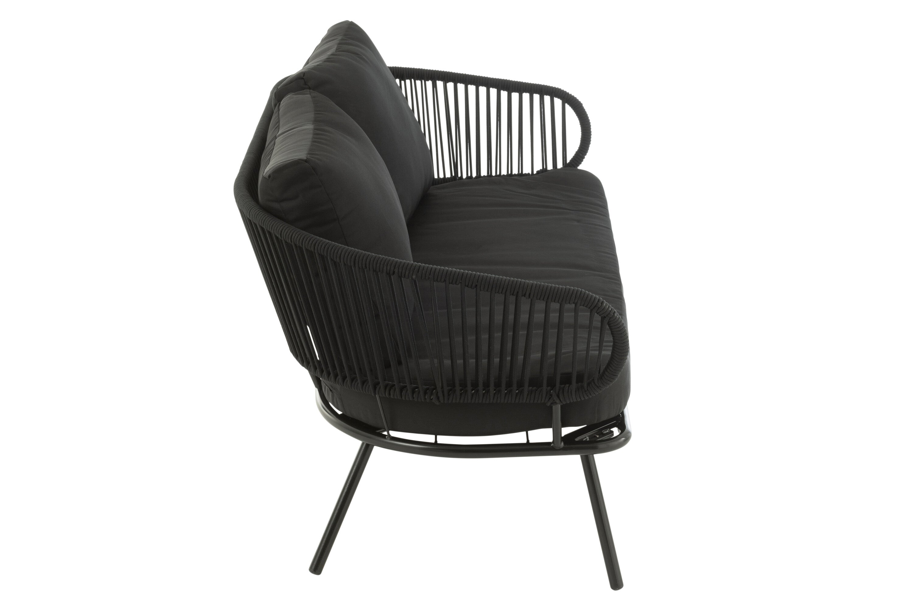 Garden lounge set Poa Black 3 pieces iron rattan outdoor