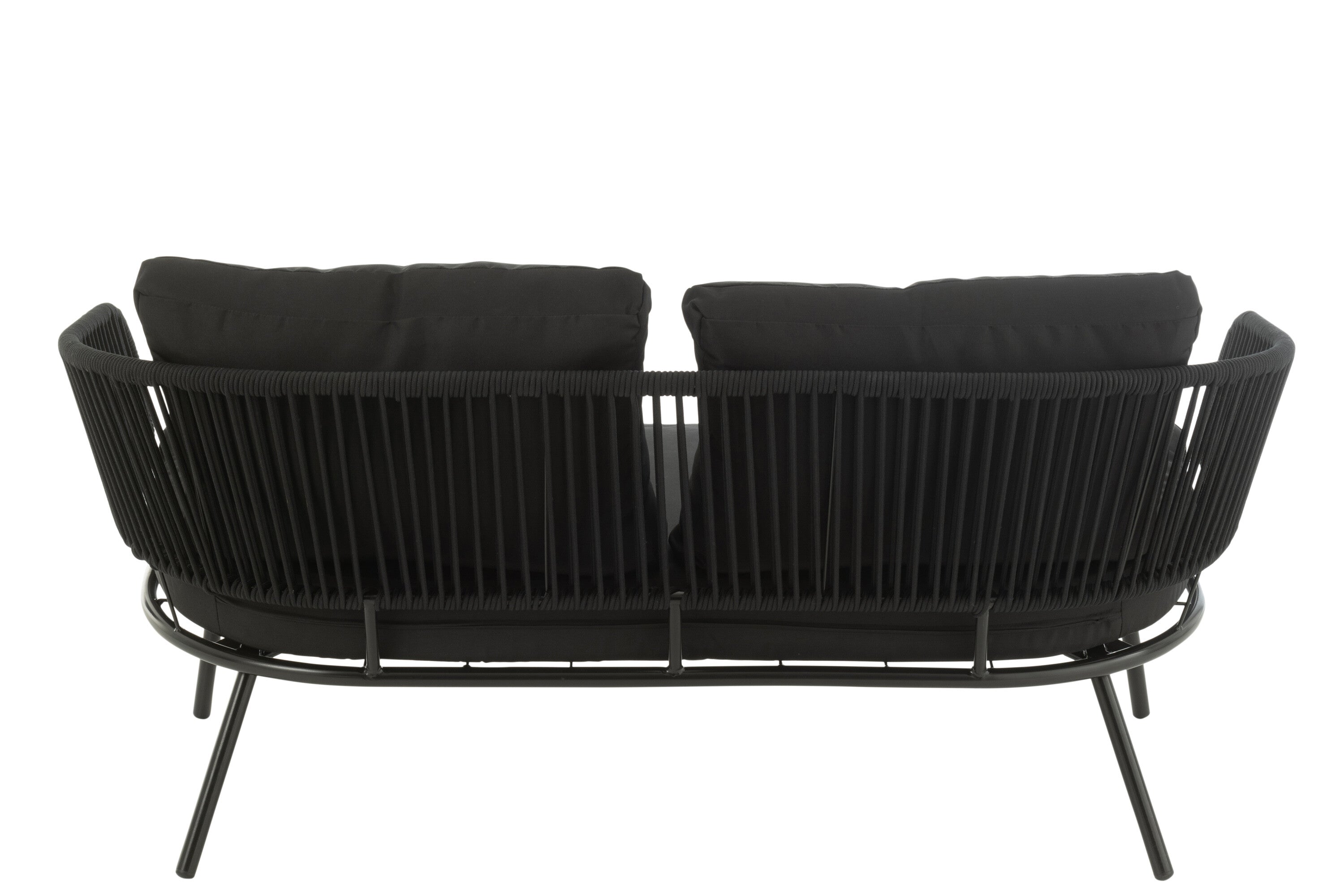 Garden lounge set Poa Black 3 pieces iron rattan outdoor
