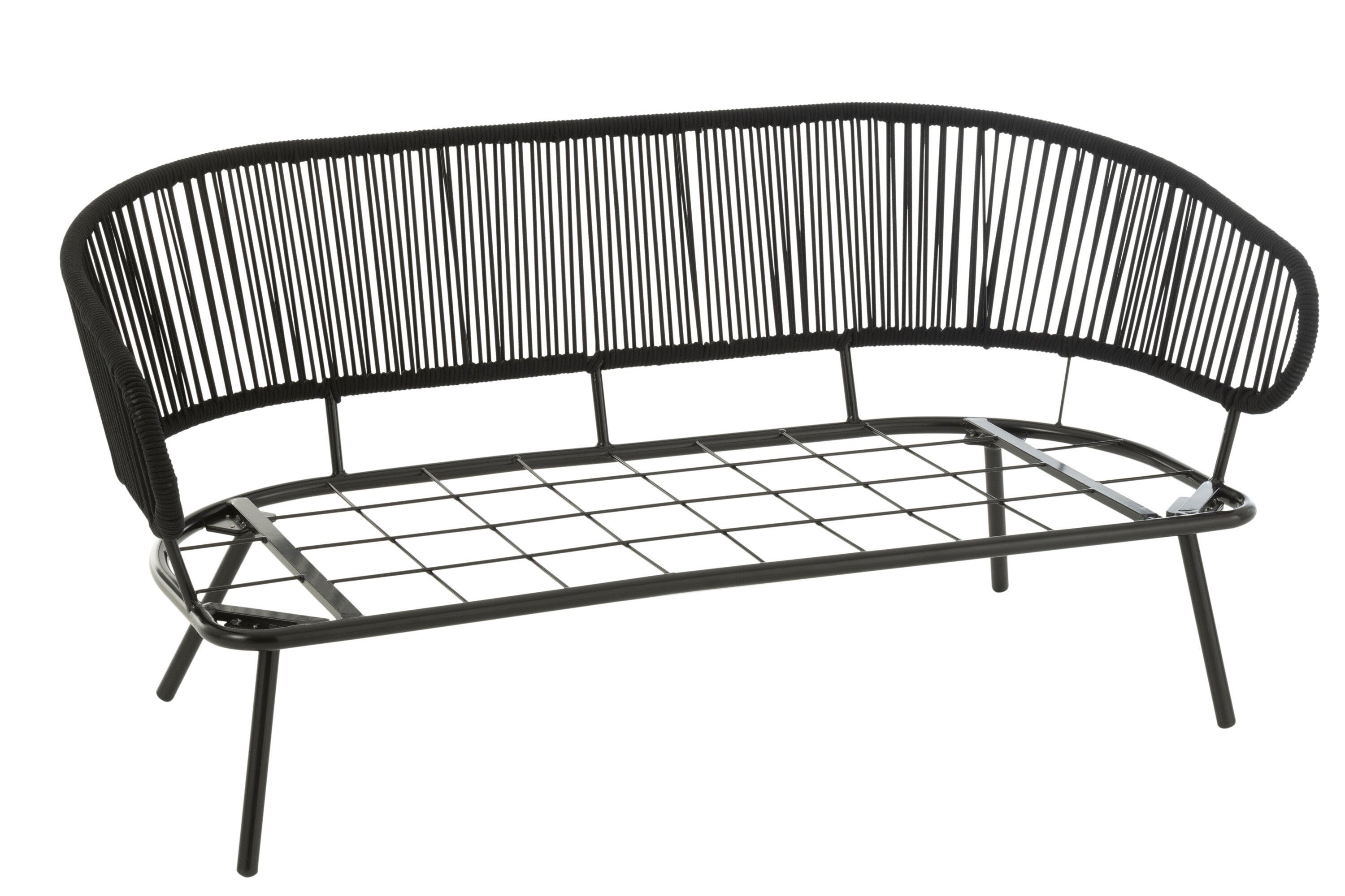 Garden lounge set Poa Black 3 pieces iron rattan outdoor