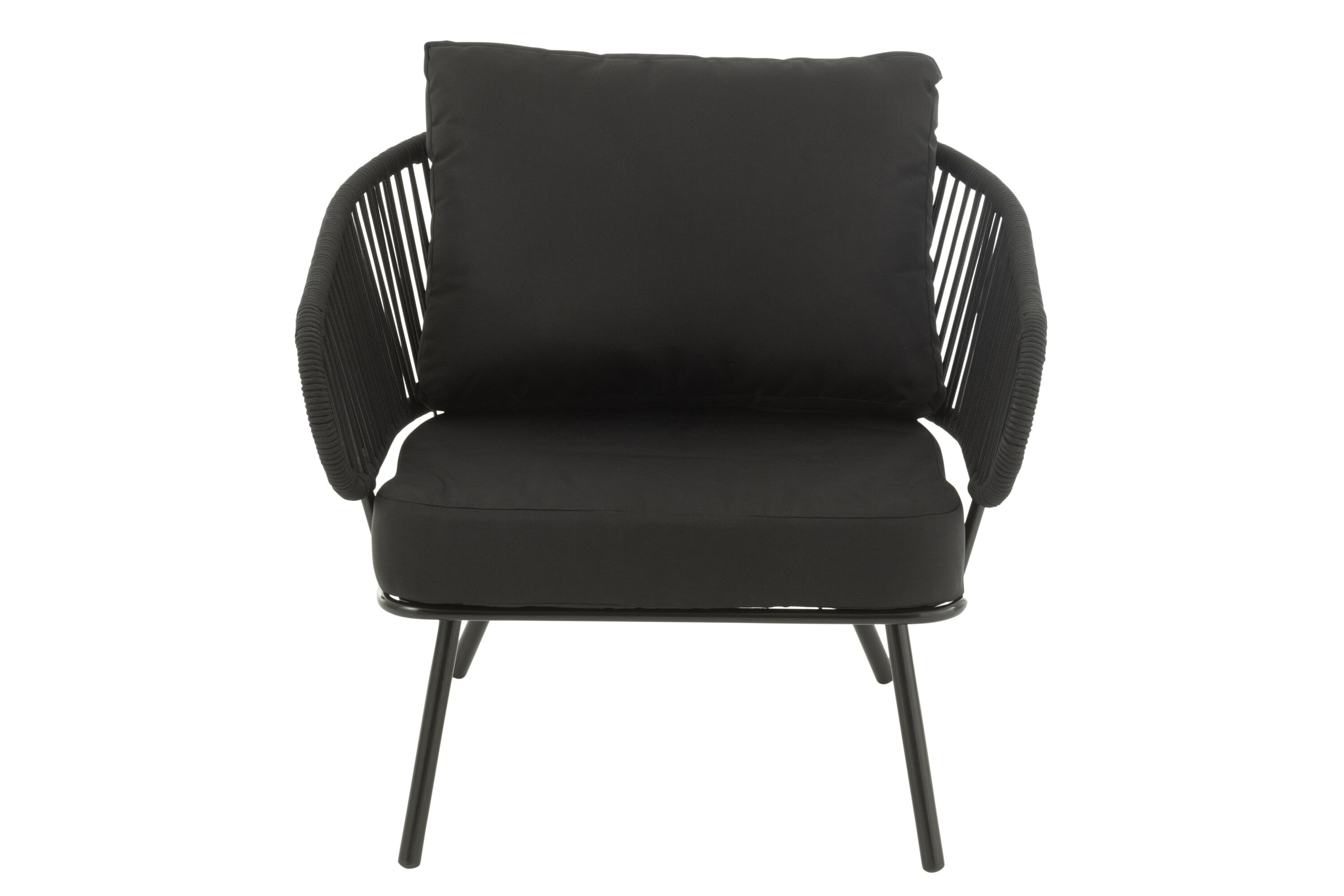 Garden lounge set Poa Black 3 pieces iron rattan outdoor