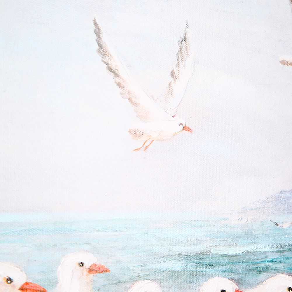 Wall picture Seaside seagull motif canvas blue grey 60x60cm