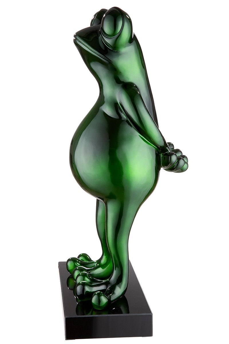 Skulptur Figur "Frosch" auf Marmorbasis Ein Meisterwerk handgefertigter Kunst in sieben leuchtenden Farbtönen.