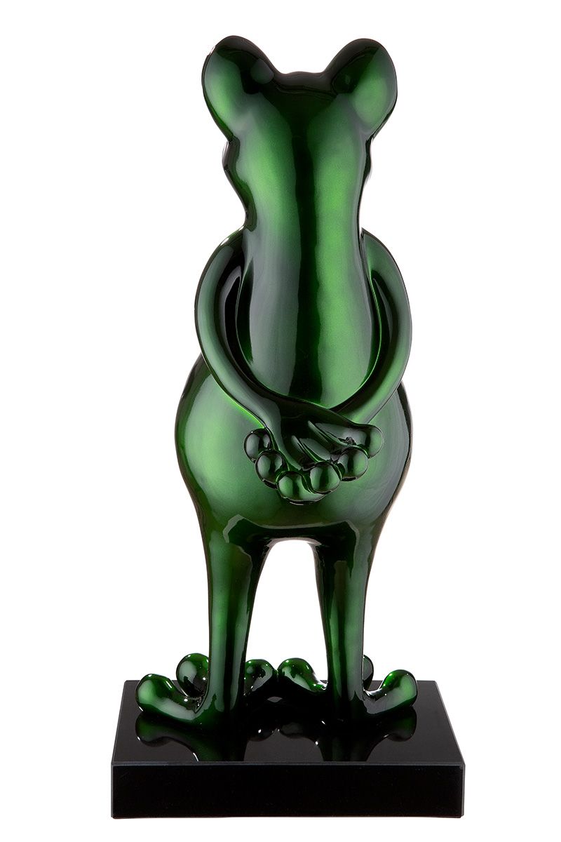 Skulptur Figur "Frosch" auf Marmorbasis Ein Meisterwerk handgefertigter Kunst in sieben leuchtenden Farbtönen.