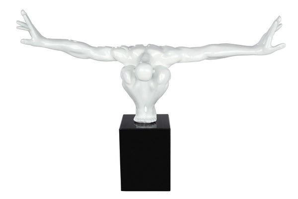 Eindrucksvolle Skulptur Cliffhanger in Weiß Schwarz Kunstharz, Marmor