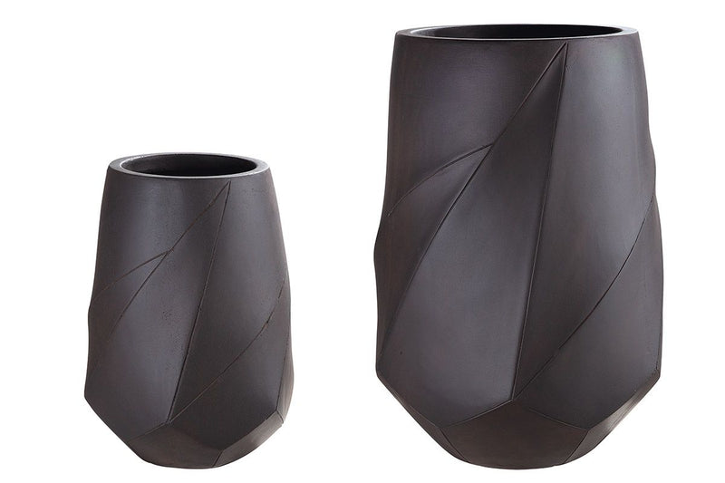 Fiberglas Pflanzgefäß Fondo 2er Set - Elegante Garteninspiration in Braun für den Außenbereich