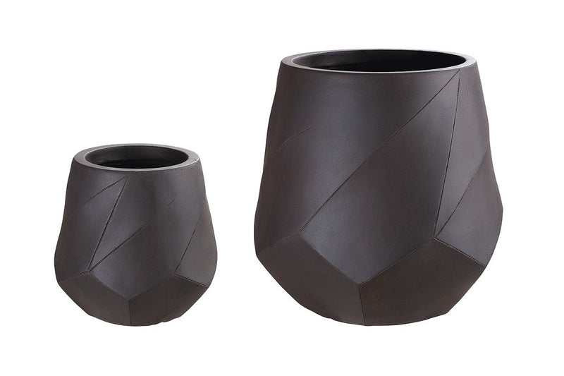 Fiberglas Pflanzgefäß Fondo 2er Set - Stilvolle Gartenakzente in Braun für den Außenbereich