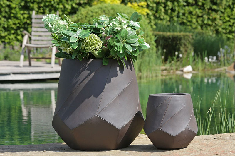 Fiberglas Pflanzgefäß Fondo 2er Set - Stilvolle Gartenakzente in Braun für den Außenbereich