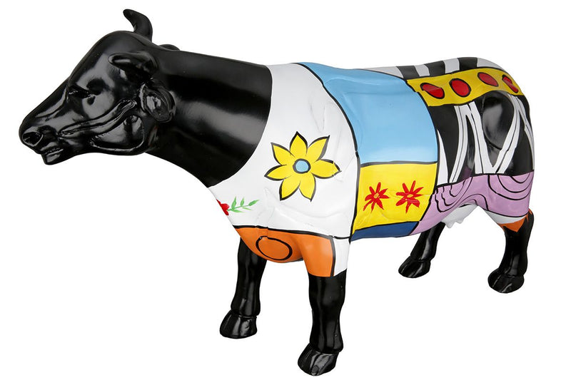 Faszinierende Poly Skulptur 'Cow' im farbenfrohen Street-Art Stil