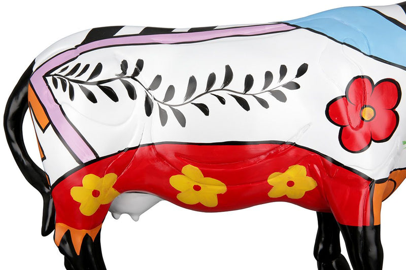 Faszinierende Poly Skulptur 'Cow' im farbenfrohen Street-Art Stil