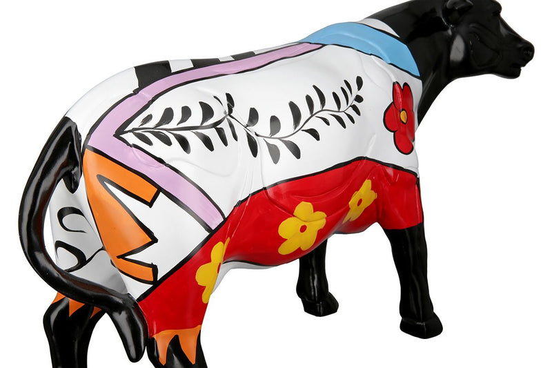 Faszinierende Poly Skulptur 'Cow' im farbenfrohen Street-Art Stil