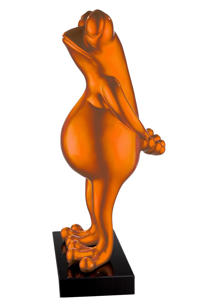 Skulptur Figur "Frosch" auf Marmorbasis Ein Meisterwerk handgefertigter Kunst in sieben leuchtenden Farbtönen.