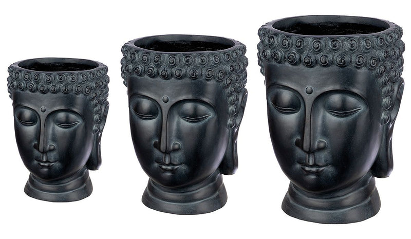 Fiberglas Magnesia 3er Set Buddha Pflanztöpfe - Exquisite Dekoration für Ihren Garten