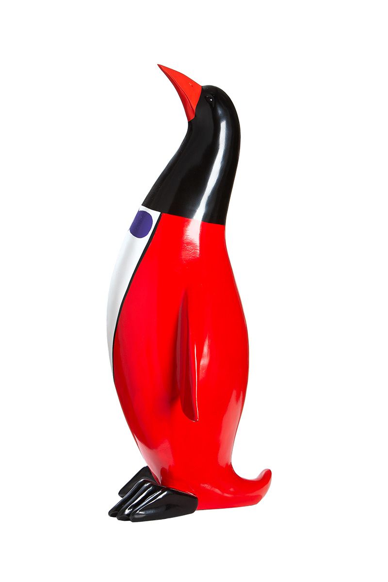 Kleurrijke blikvanger: handbeschilderd pinguïnsculptuur van kunsthars, hoogte 59cm