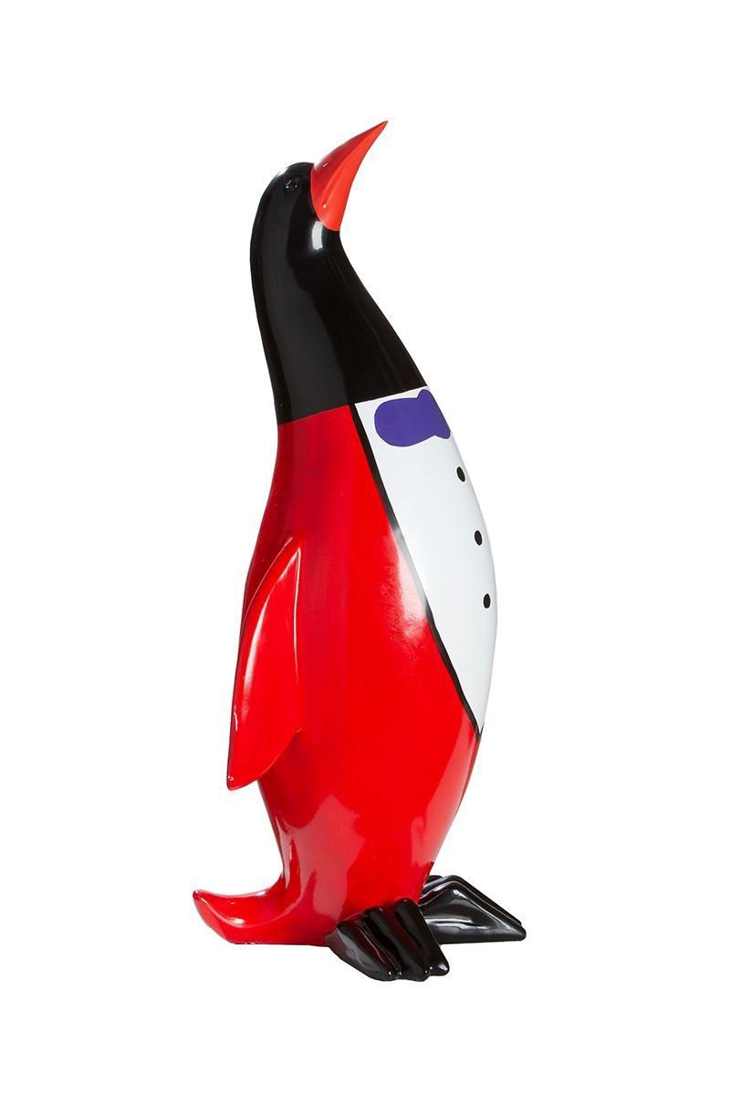 Kleurrijke blikvanger: handbeschilderd pinguïnsculptuur van kunsthars, hoogte 59cm