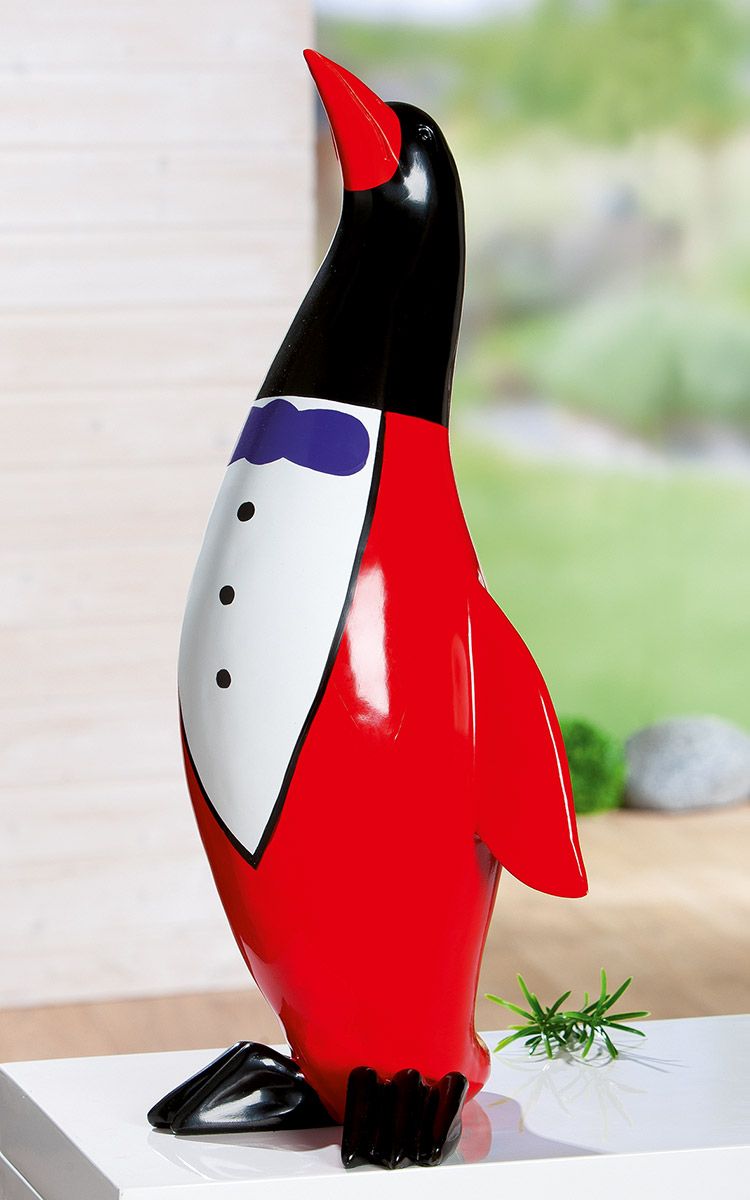 Kleurrijke blikvanger: handbeschilderd pinguïnsculptuur van kunsthars, hoogte 59cm
