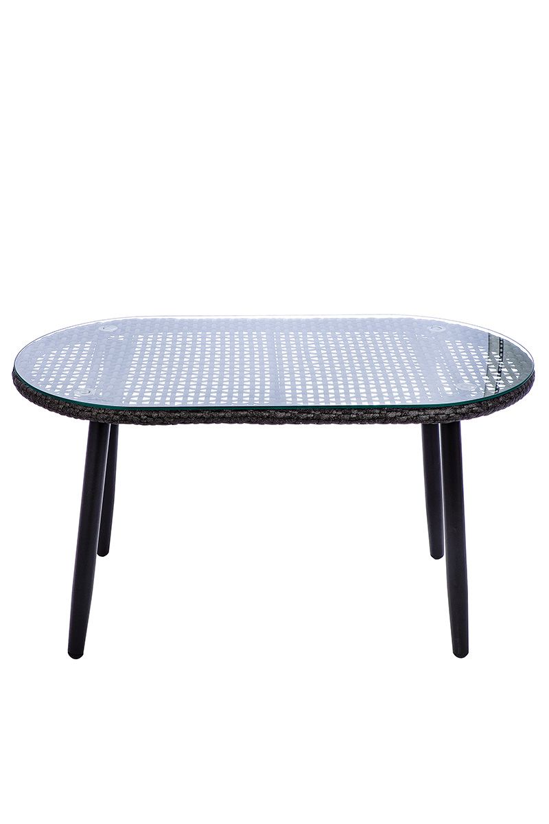 4-tlg. Loungeset Cannobio aus Metall und Polyrattan in Anthrazit mit Glasplatte