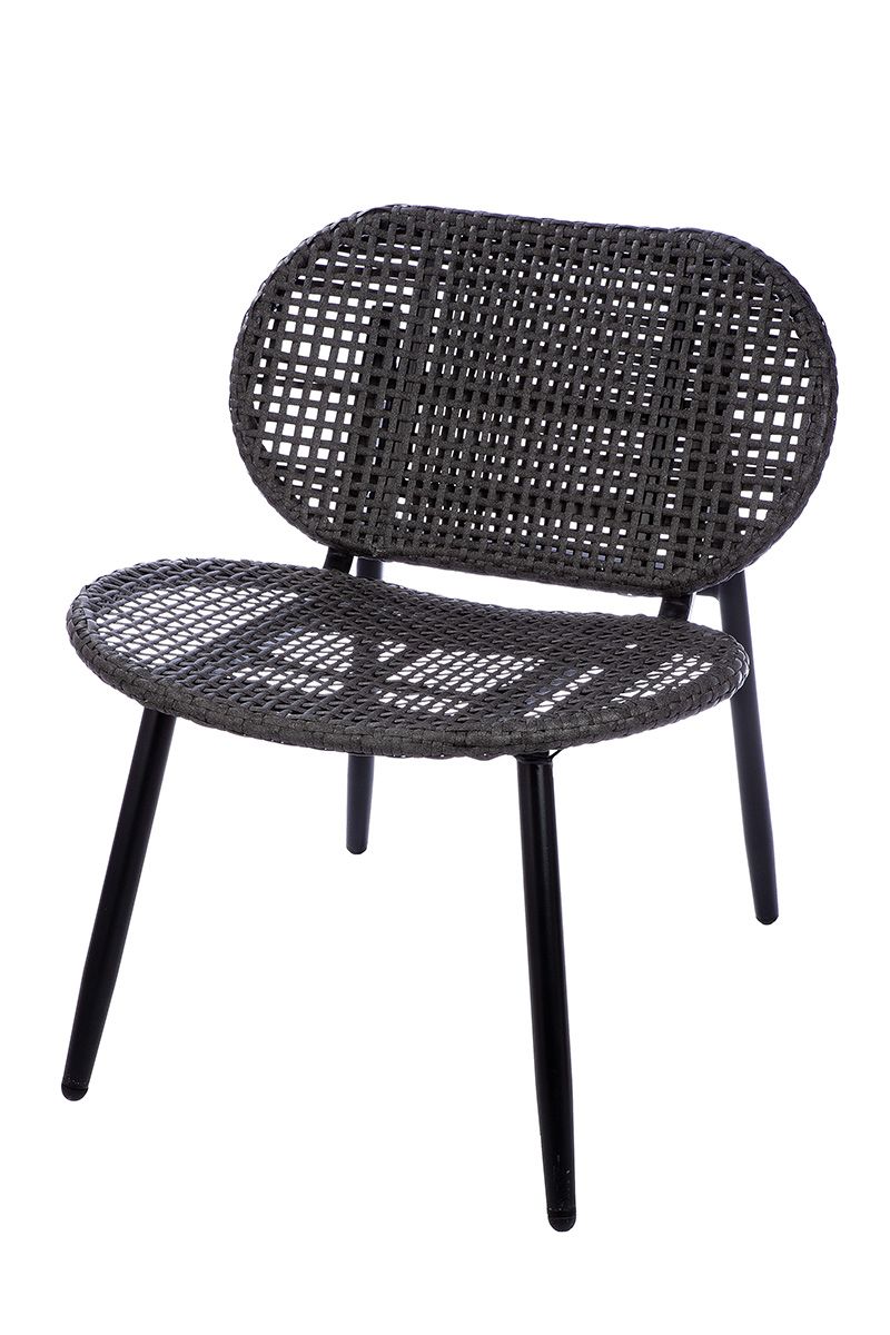 4-tlg. Loungeset Cannobio aus Metall und Polyrattan in Anthrazit mit Glasplatte