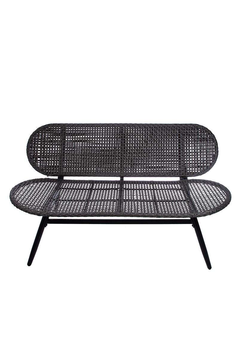 4-tlg. Loungeset Cannobio aus Metall und Polyrattan in Anthrazit mit Glasplatte