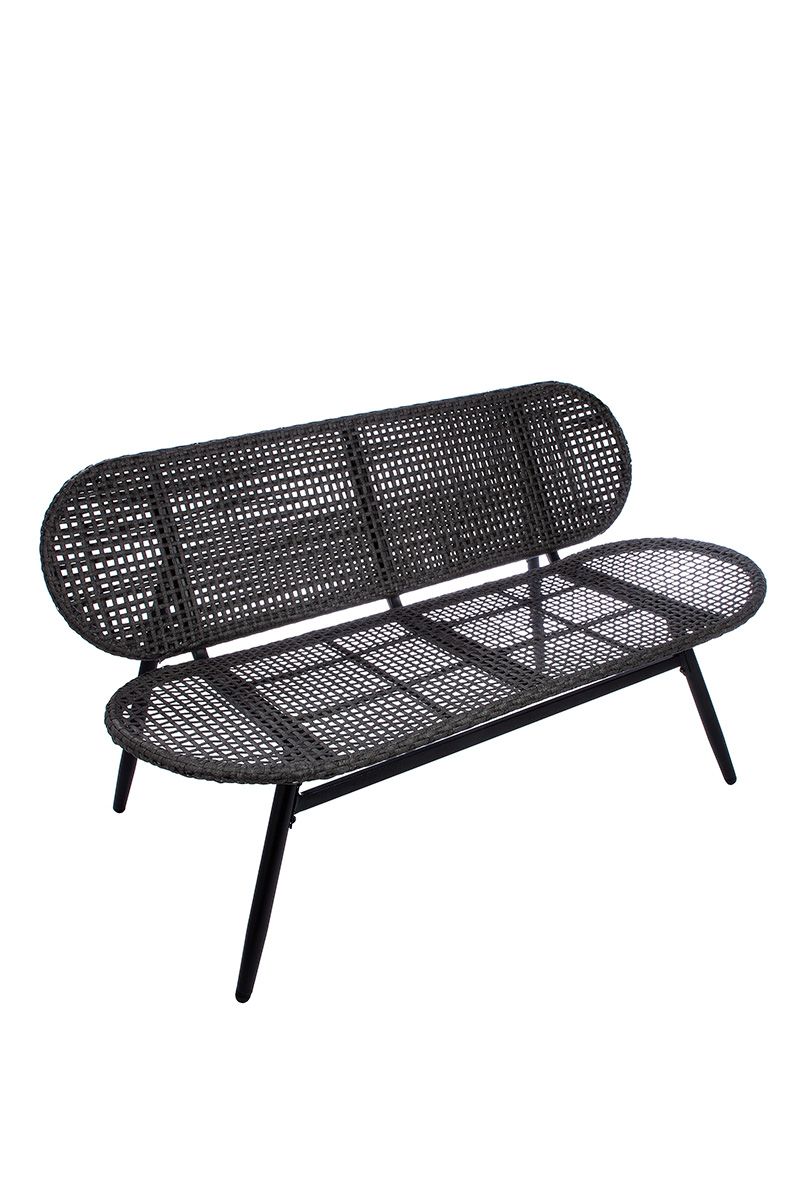 4-tlg. Loungeset Cannobio aus Metall und Polyrattan in Anthrazit mit Glasplatte