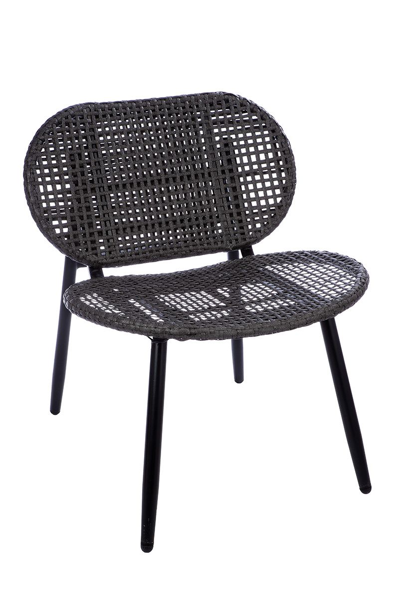4-tlg. Loungeset Cannobio aus Metall und Polyrattan in Anthrazit mit Glasplatte