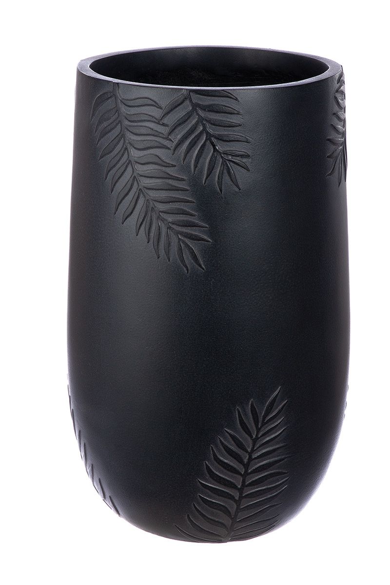 2er Set Pflanzgefäße Palmera Anthrazit mit Blattmotiv, Fiberglas