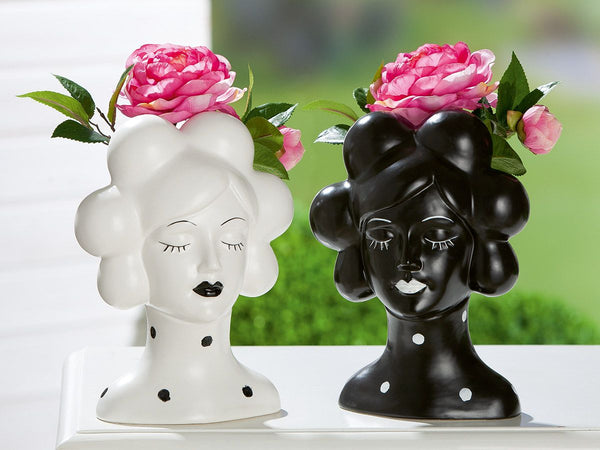 Elegante Skulptur/Vase 'Black & White' in Schwarz und Weiß