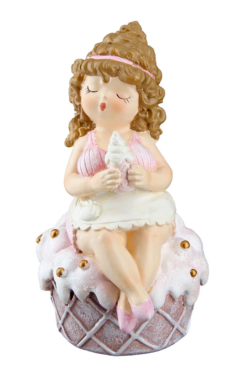 6er Set Kuchen Lady Cupcake Sitzend - Charmante Figuren in Pink und Weiß