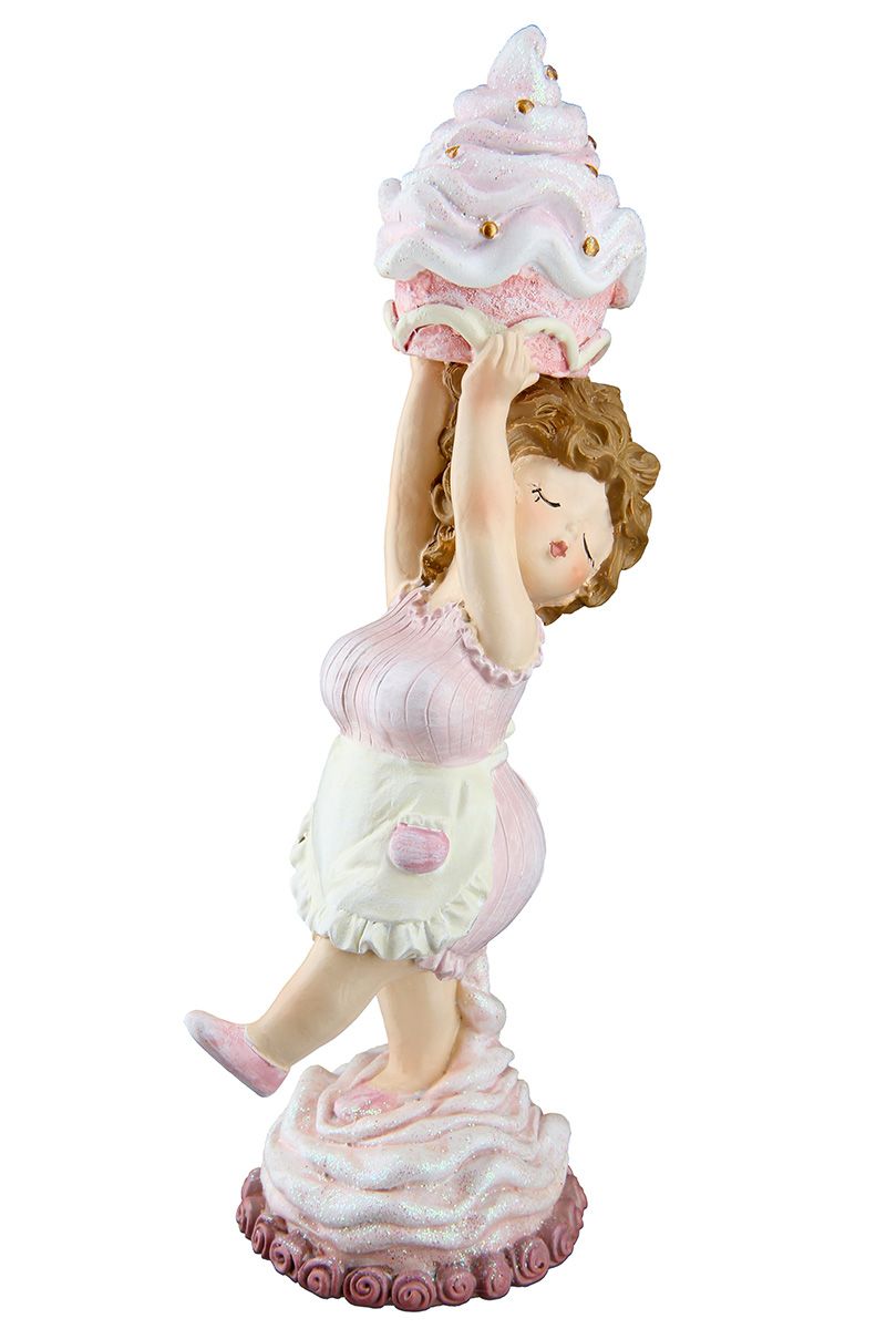 Set of 6 Cake Lady Cupcake Standing - Adorable figures in pink and white