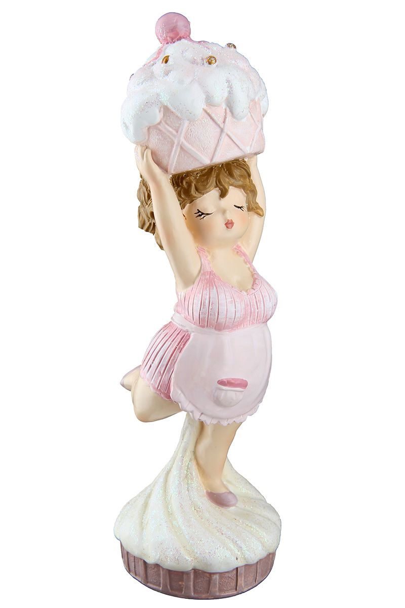 Set of 6 Cake Lady Cupcake Standing - Adorable figures in pink and white