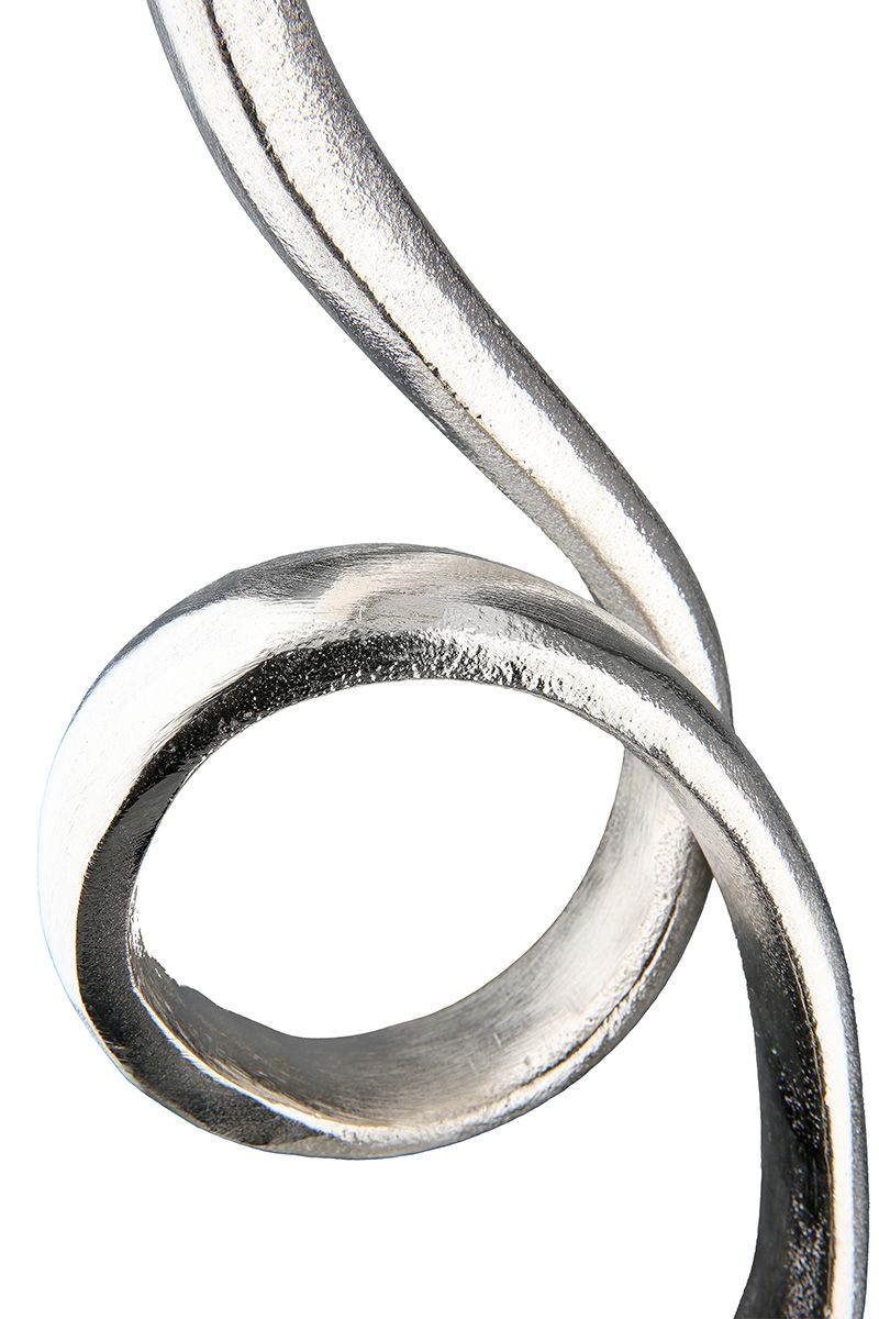 Aluminium sculpture "Spiral" on marble base in silver