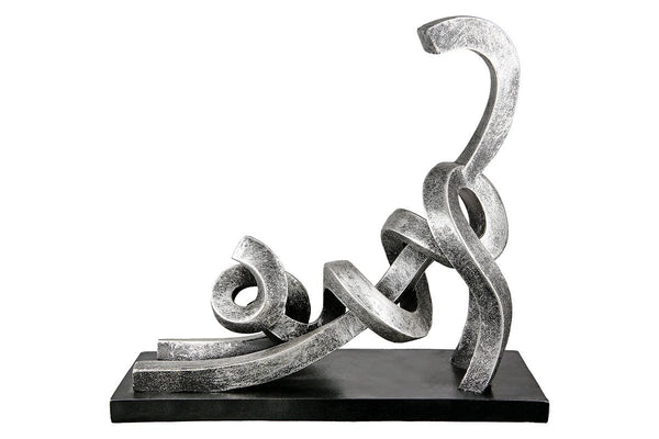 Skulptur 'Stretching' – Eleganz in Silber auf einer antiken schwarzen Basis