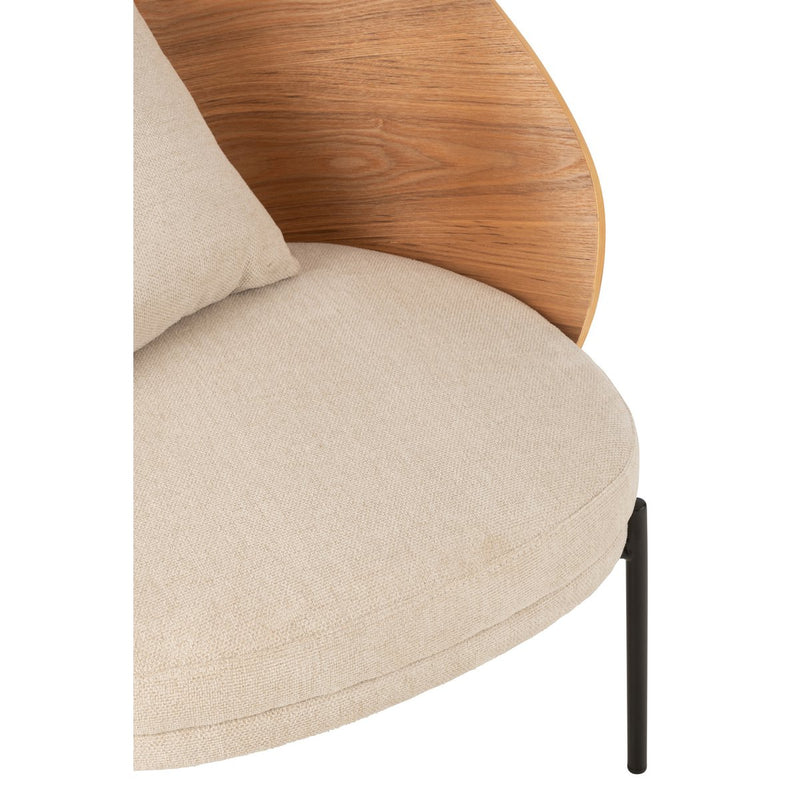 Lone lounge chair made of wood and metal in natural beige – stylish and comfortable