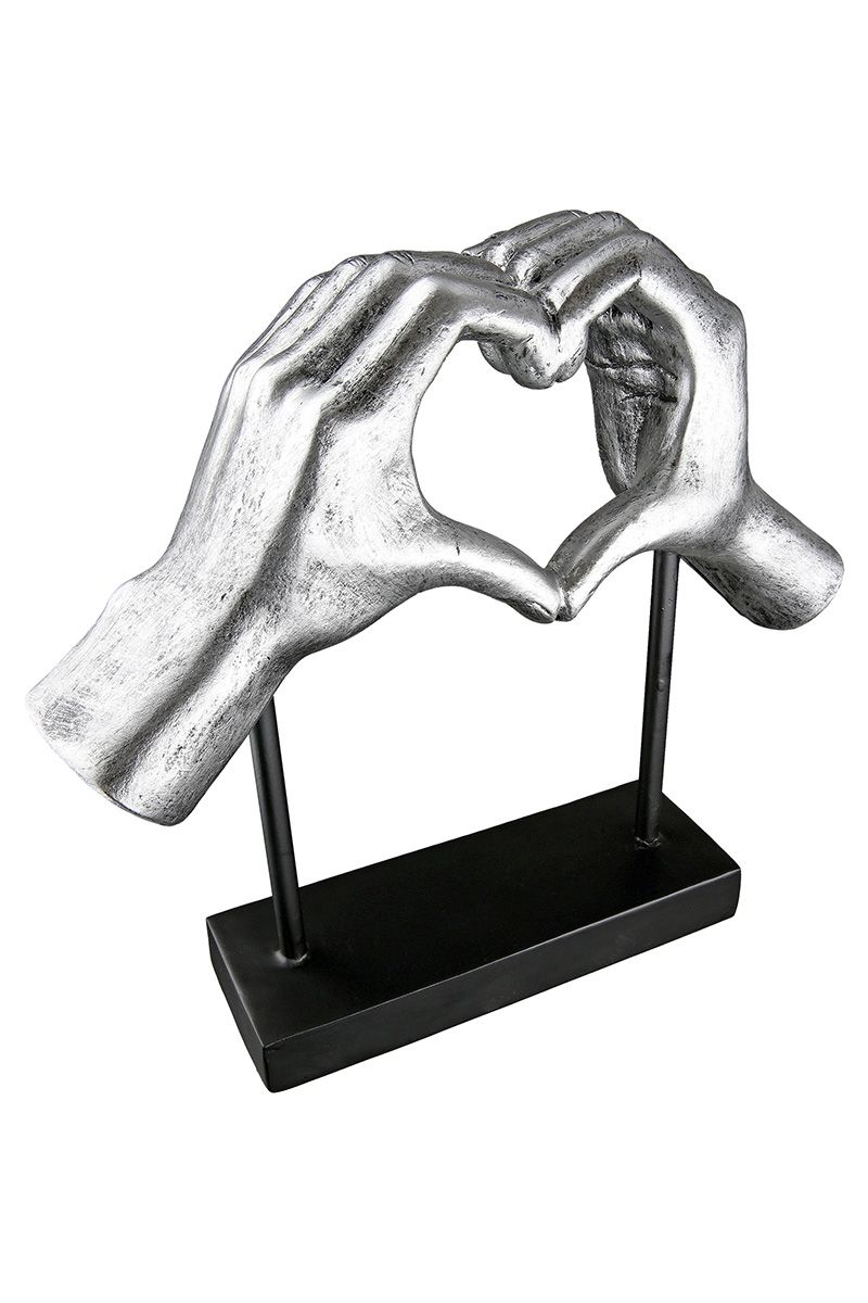 Herzmoment Skulptur Hände Silber Deko 26cm