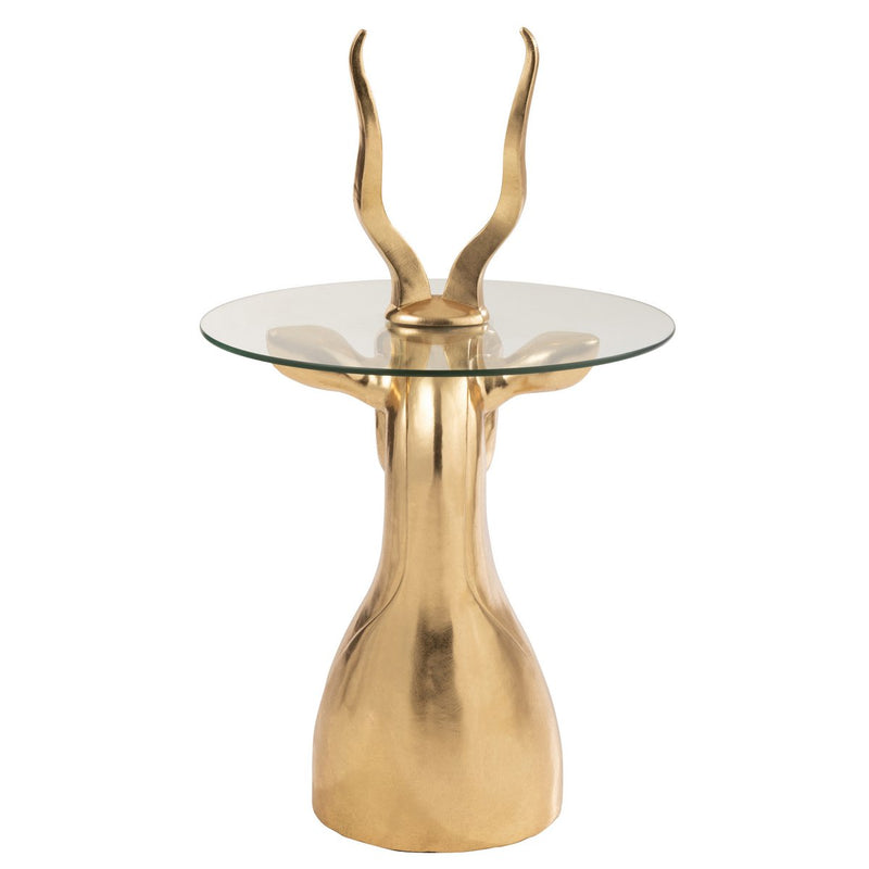 Bijzettafel Antelope polyresin glas goud 83 cm